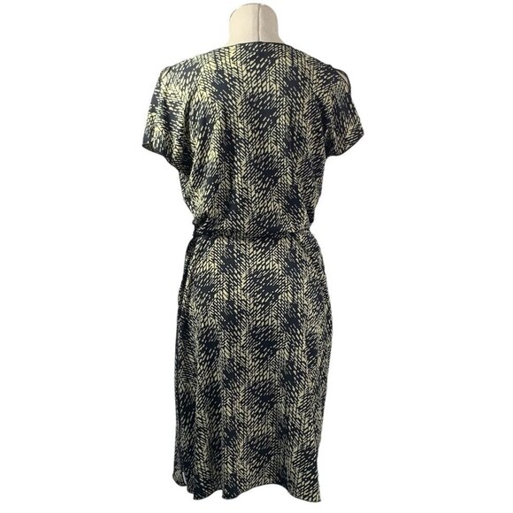 Kenneth Cole Split Sleeve Print Wrap Dress Khaki/Black, Sz Medium Style#QBMU2805 - Picture 5 of 12